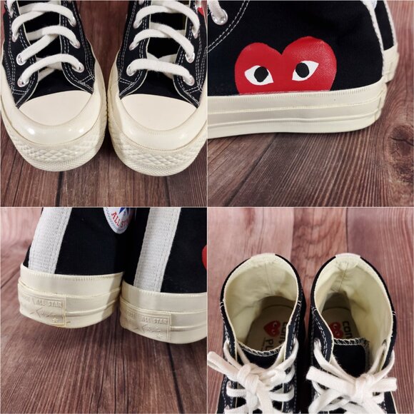 *FLAWS* Converse Unisex W8 M6 Chuck Taylor All Star 70 Hi Comme des Garcons PLAY - Picture 3 of 16